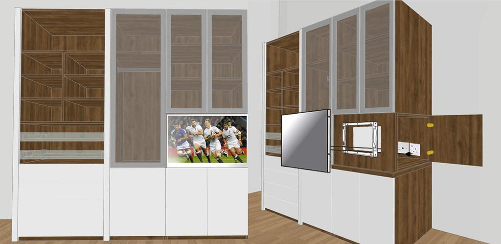 Mirror TV Application on Closet Cabinets