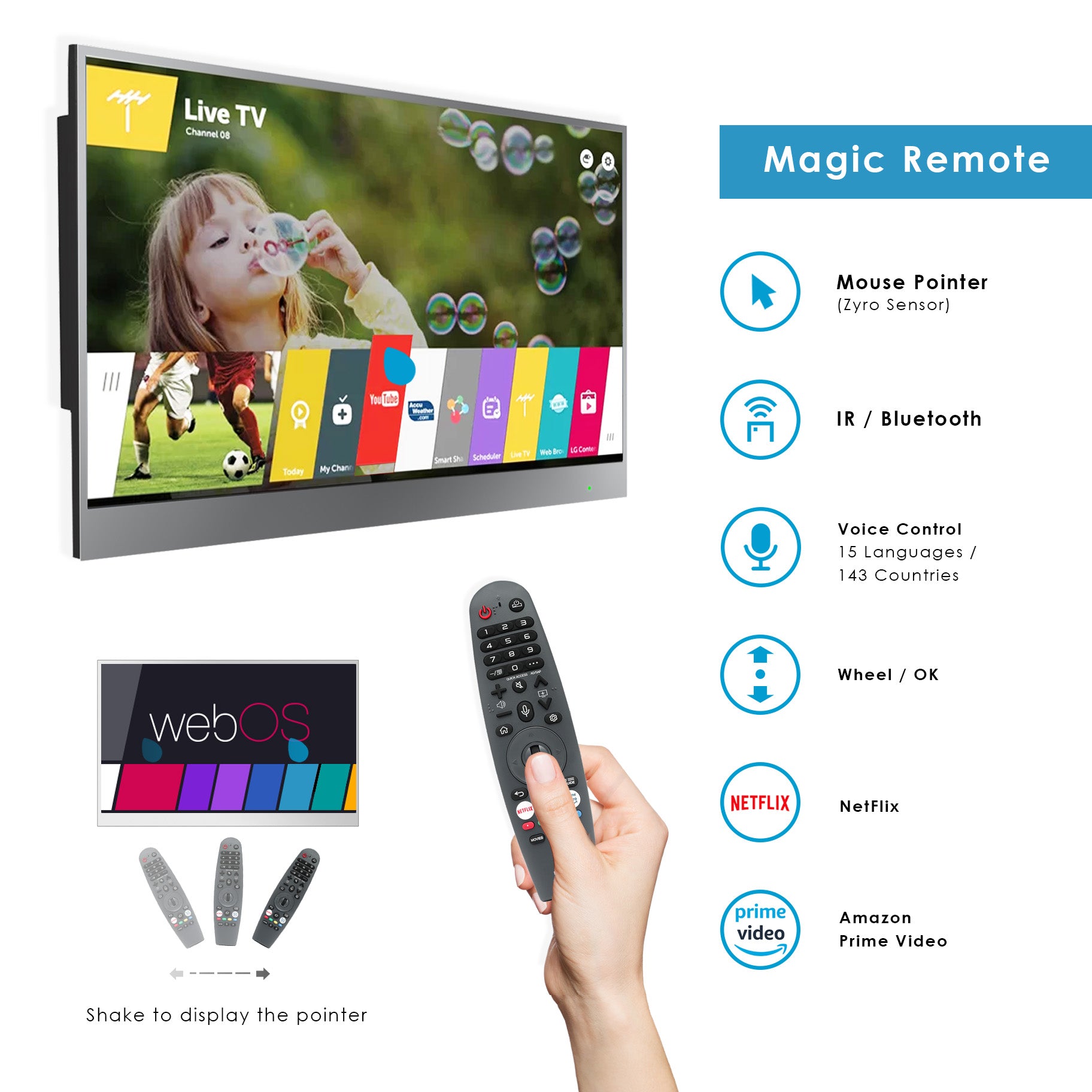 Soulaca 32 pulgadas Smart pantalla táctil espejo TV Android 11.0 WiFi  Bluetooth baño impermeable ATSC Televisión