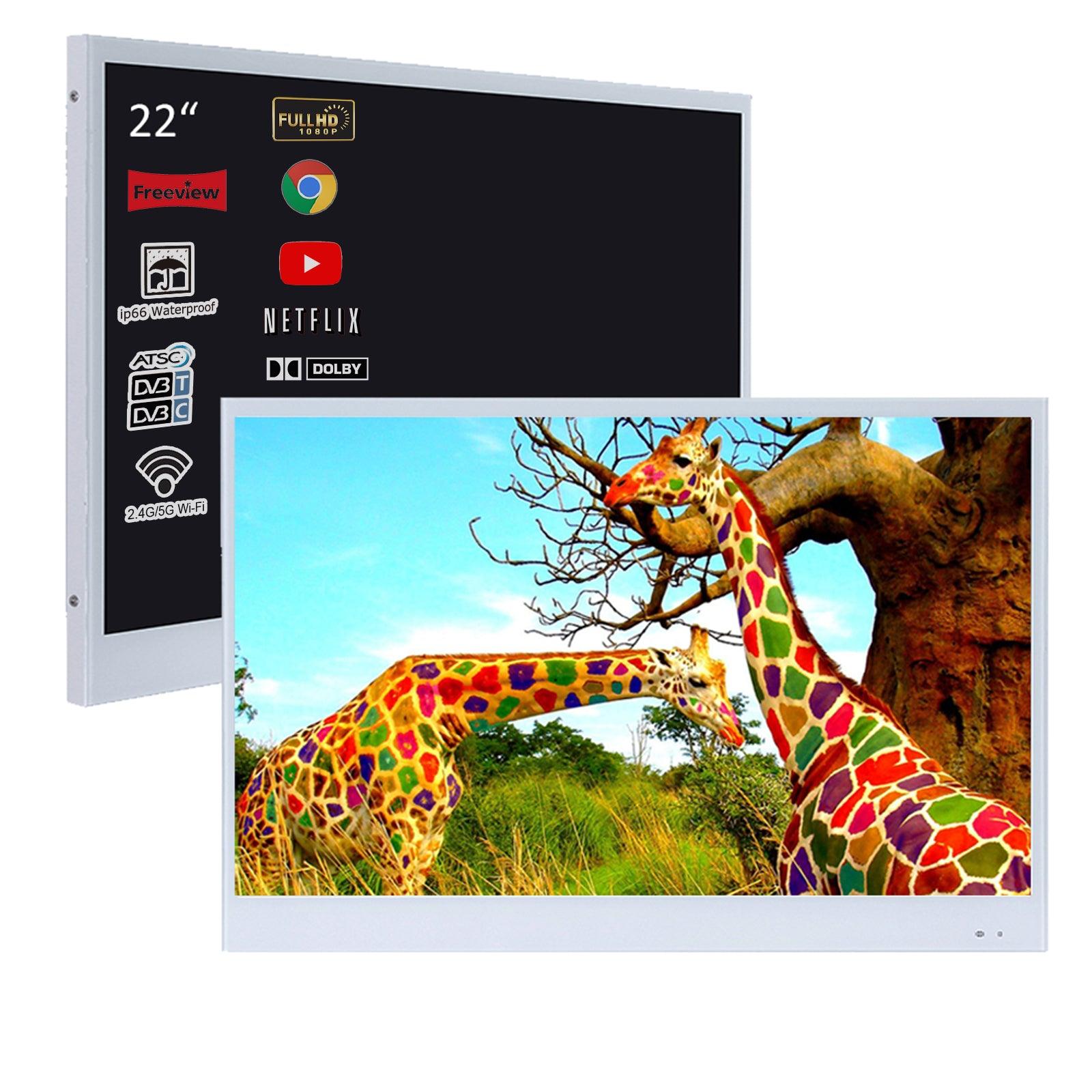 Soulaca 22 inches Touchscreen Flat Screen Smart Waterproof WiFi Mirror LED  TV for Bathroom ATSC Touch Panel Television 